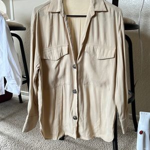 Zara Tan overshirt with marbled buttons